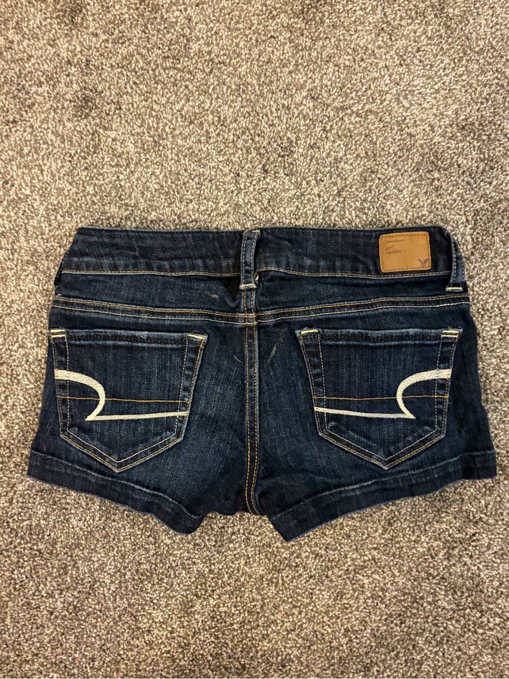 American Eagle Outfitters Navy Dark Wash Denim Low Rise Mini Short